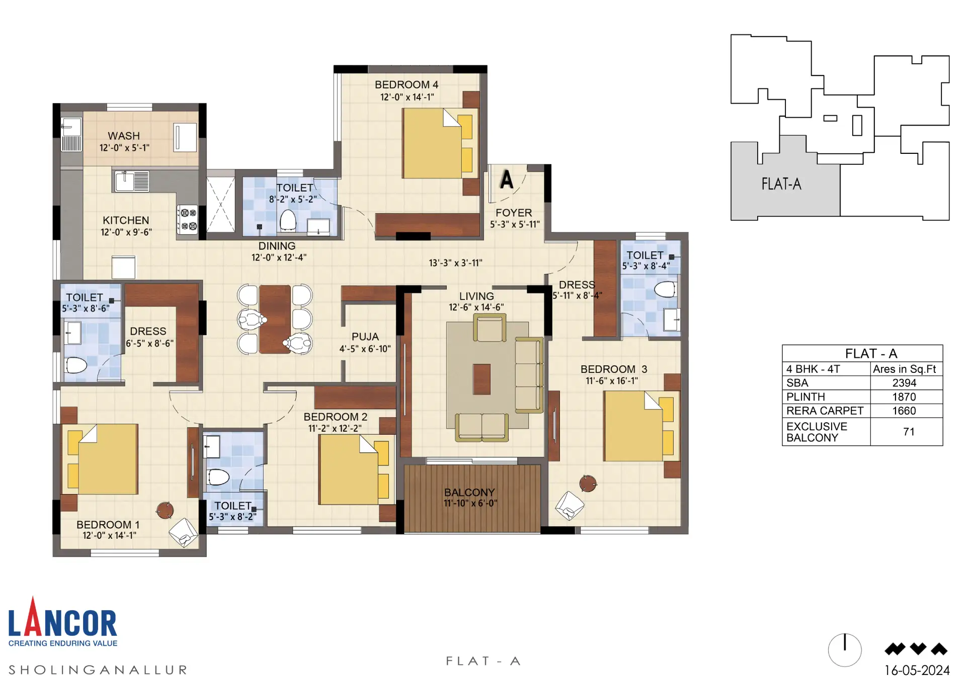 Typical Flat A - 4 BHK